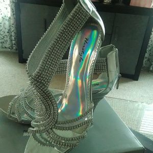Silver Blinged out heels!